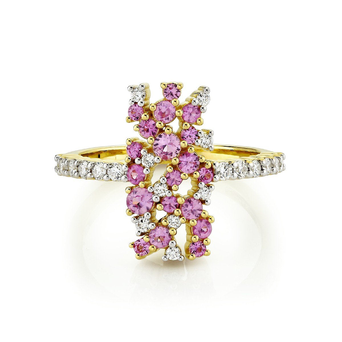 Pink Sapphire And Diamond Scattered Ring