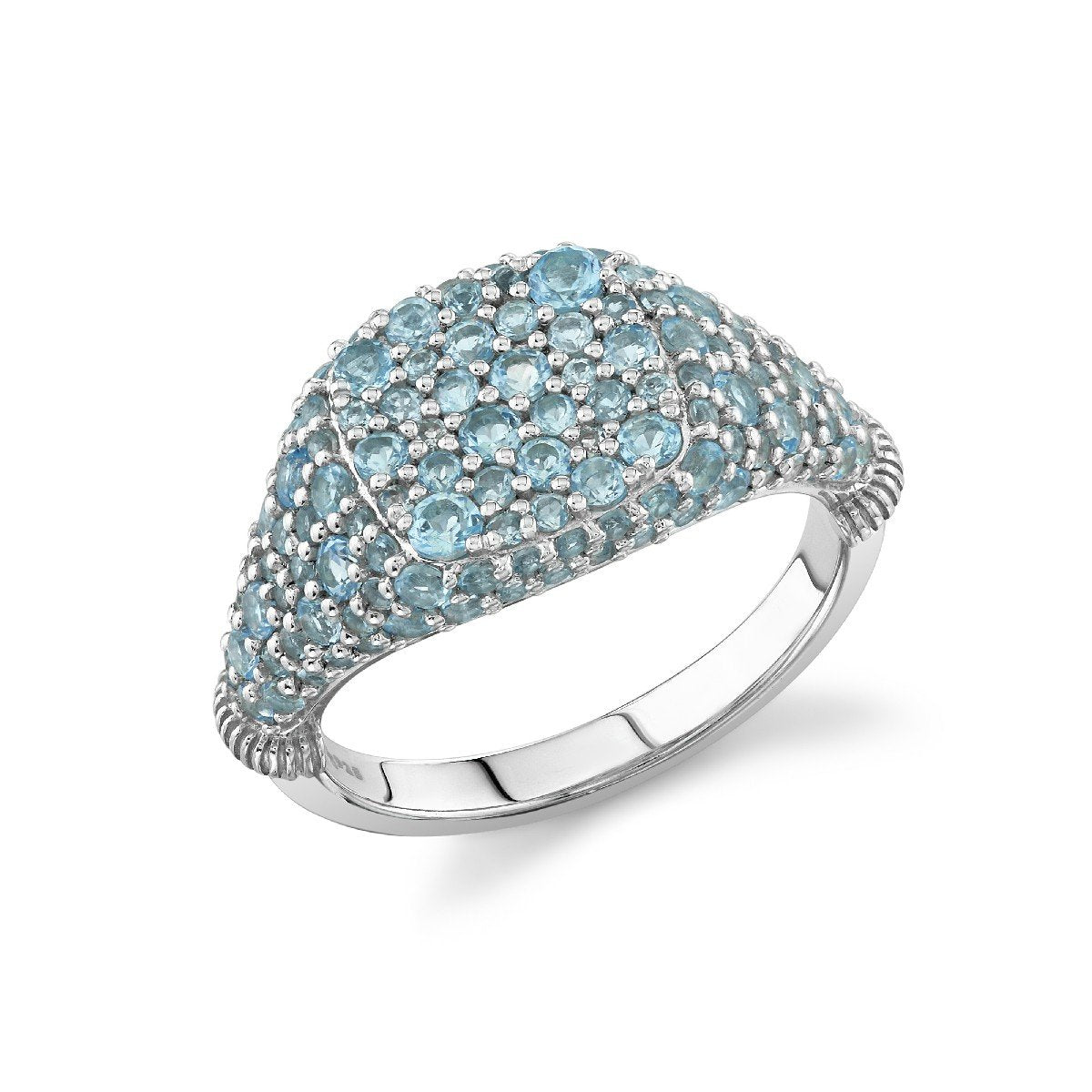Sterling Silver Swiss Blue Topaz Signet Ring