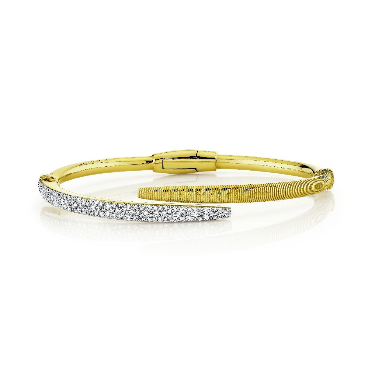 Gold Strie And Diamond ByPass Bracelet