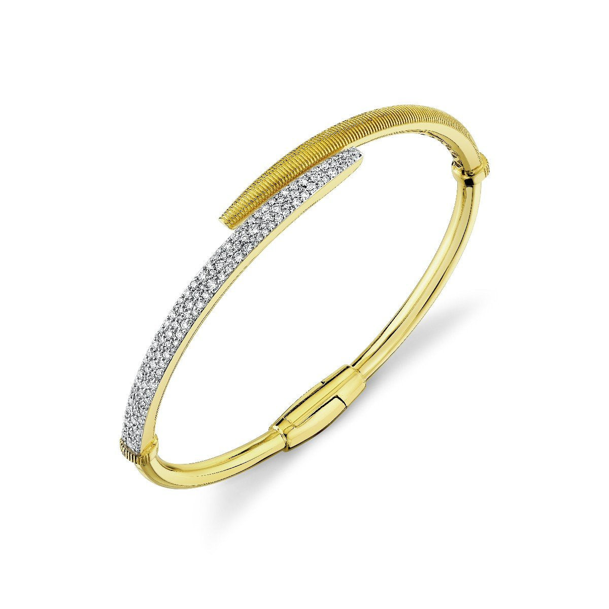 Gold Strie And Diamond ByPass Bracelet