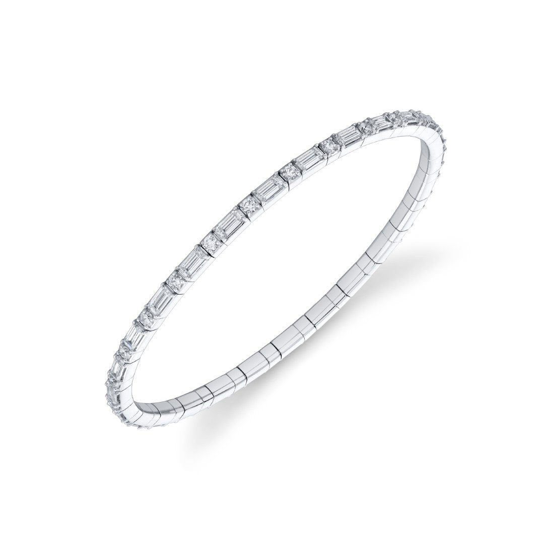 Baguette Diamond Stretch Tennis Bracelet