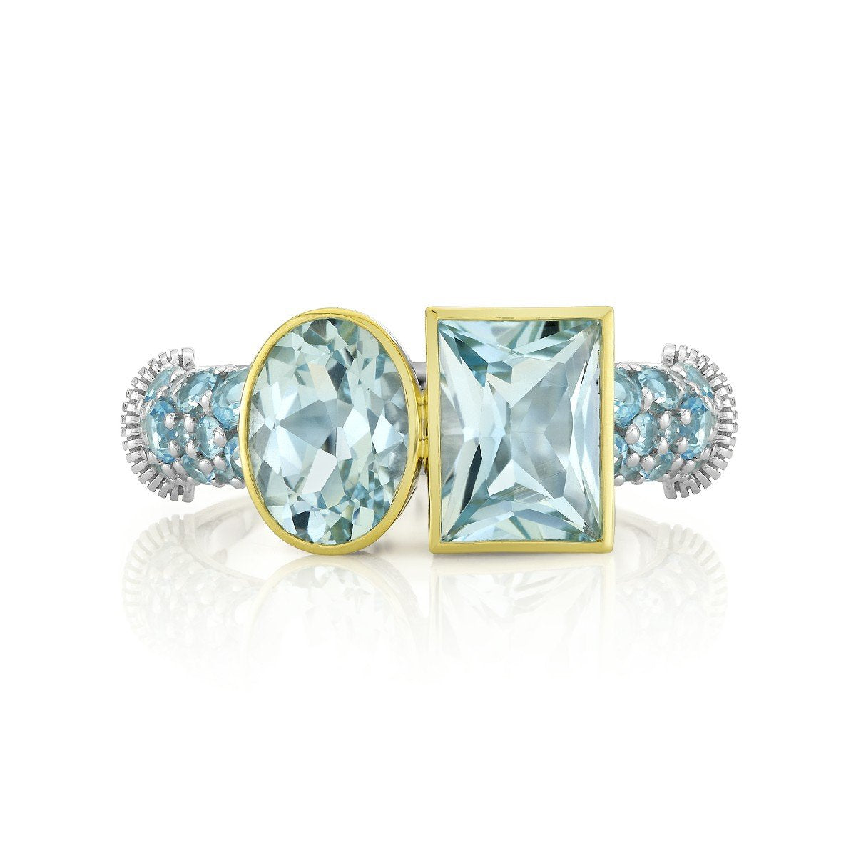 Mixed Metal Blue Topaz Toi Et Moi Ring