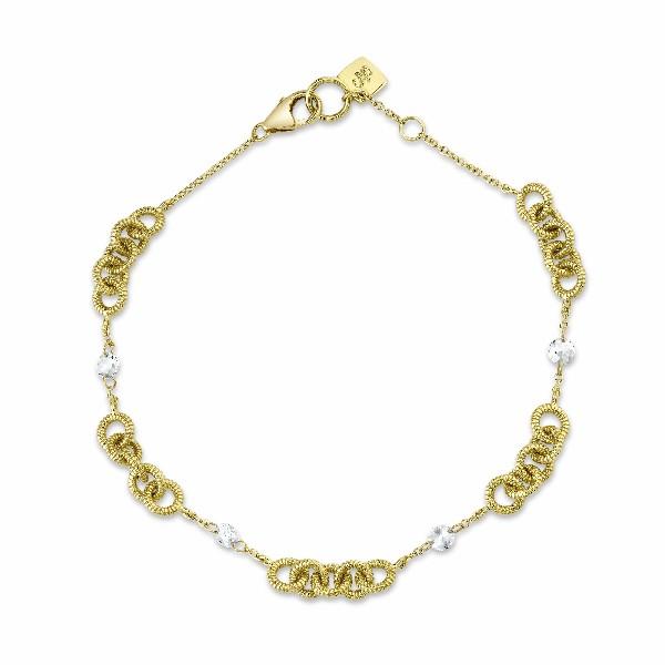 Dainty Gold Link And Rose Cut Diamond Bracelet