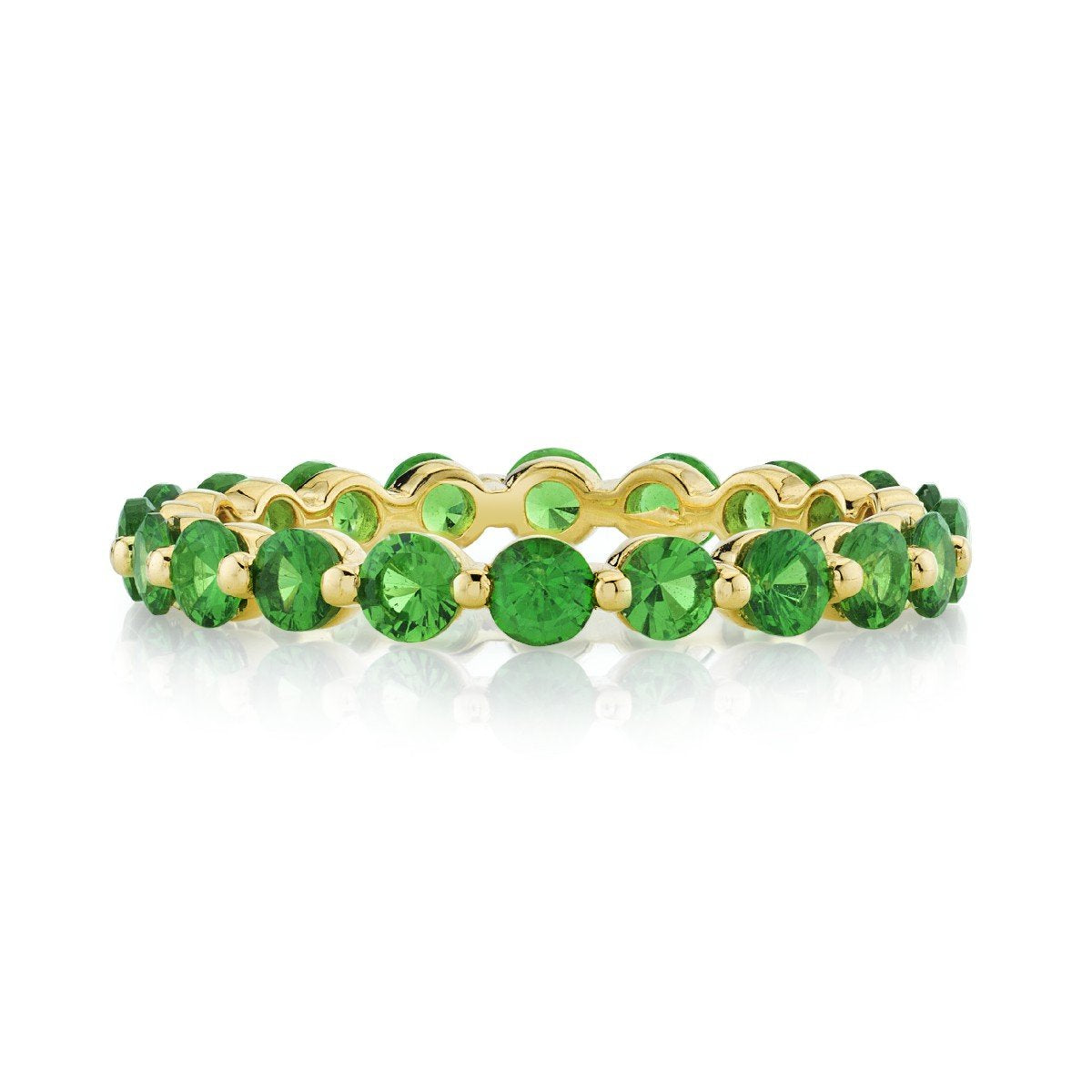 Tsavorite Eternity Band With Prong Spacers