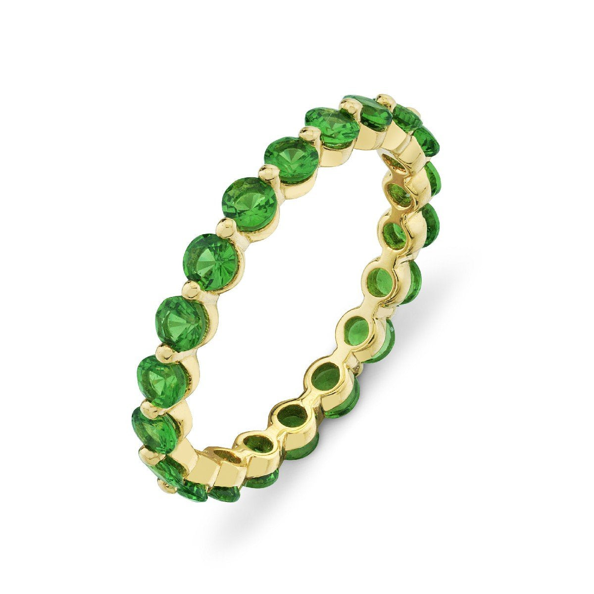 Tsavorite Eternity Band With Prong Spacers