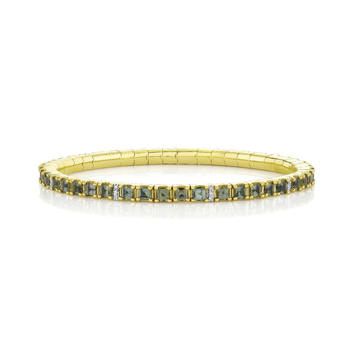 Blue Green Sapphire Stretch Bracelet