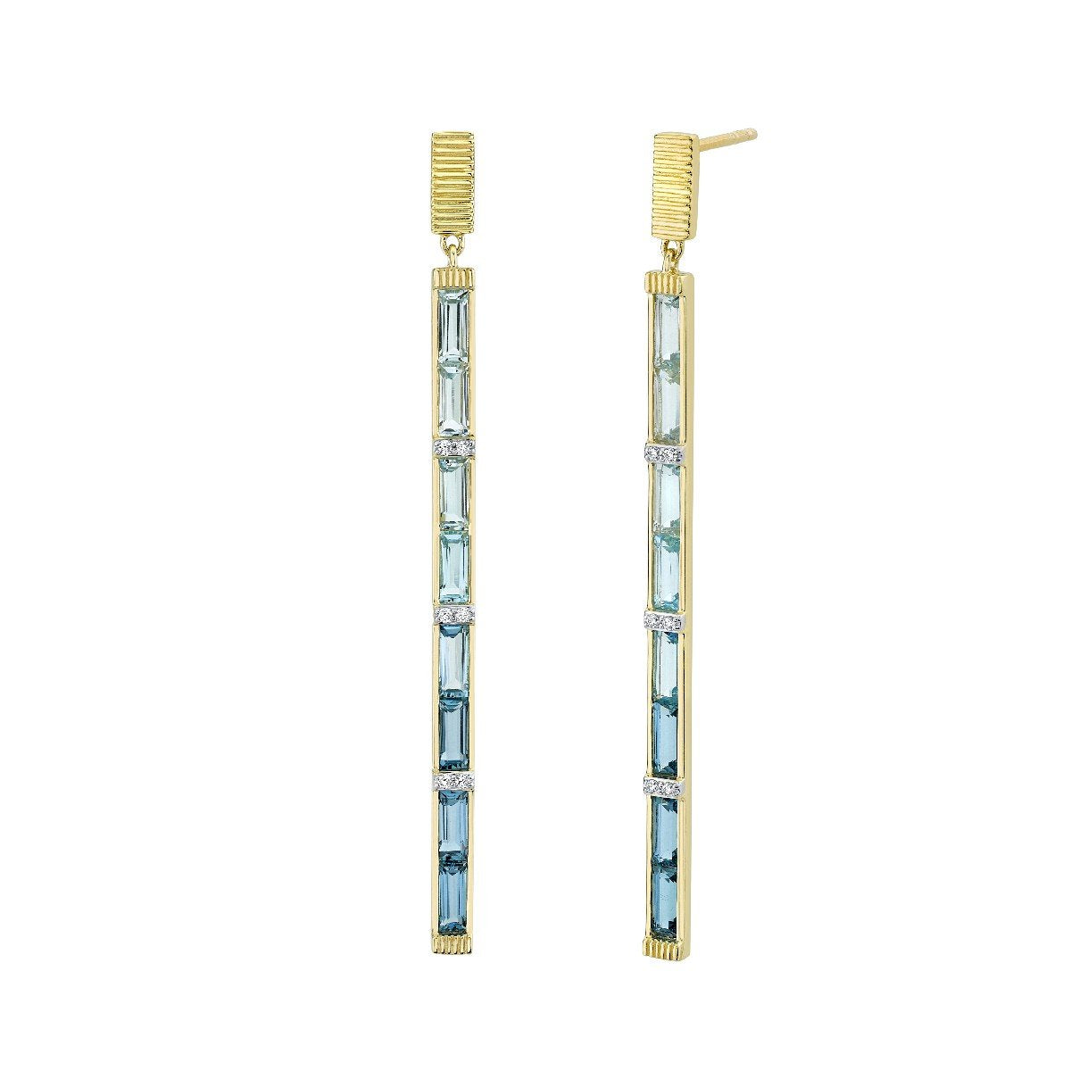 Ombre Blue Topaz Stick Earrings