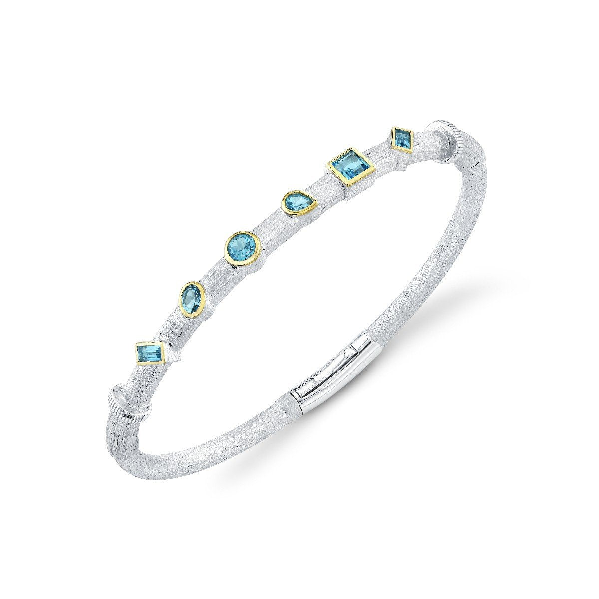 Swiss Blue Topaz Mix Shape Mix Metal Bracelet