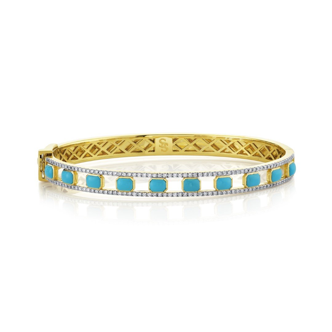 Turquoise Bracelet With Diamond Edges