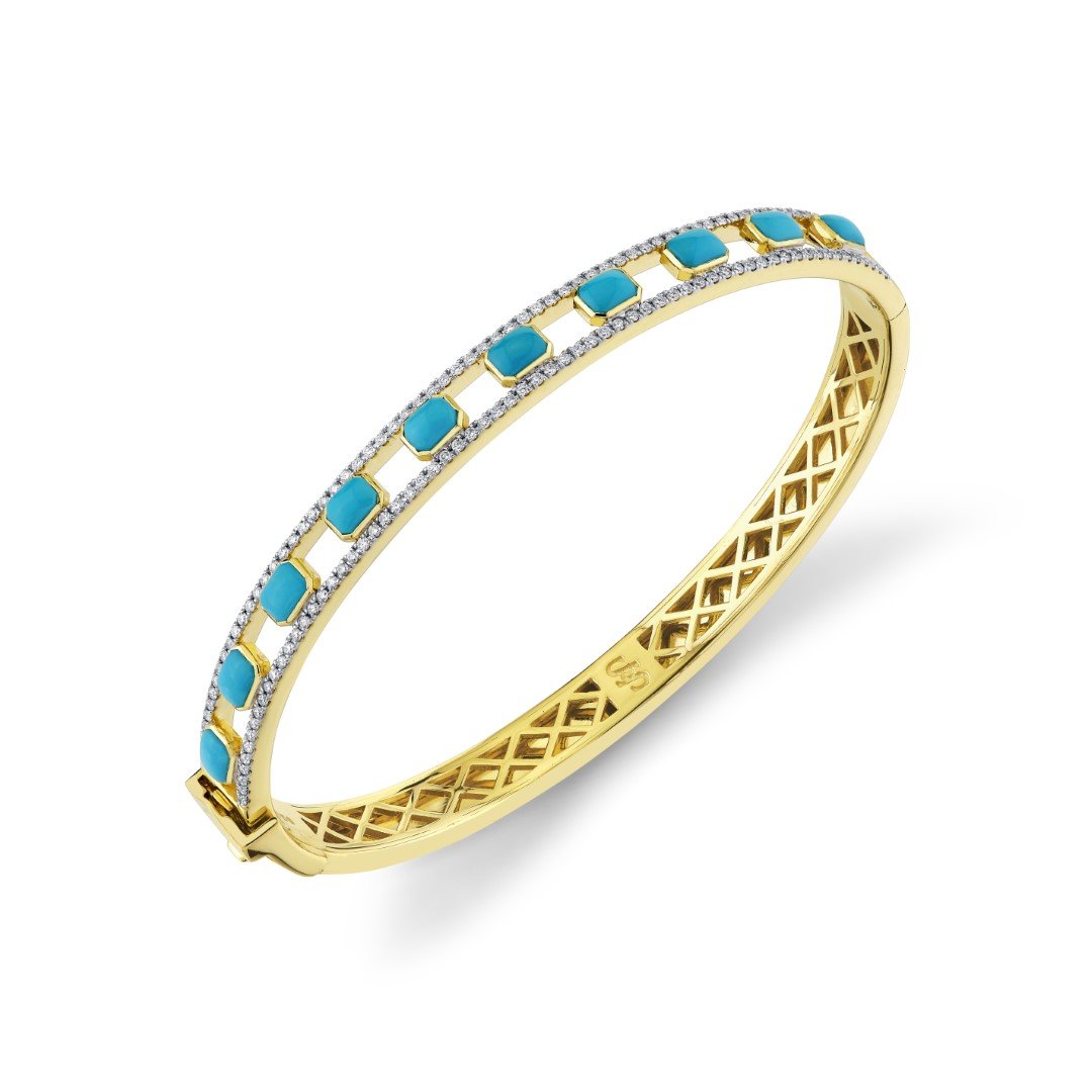 Turquoise Bracelet With Diamond Edges
