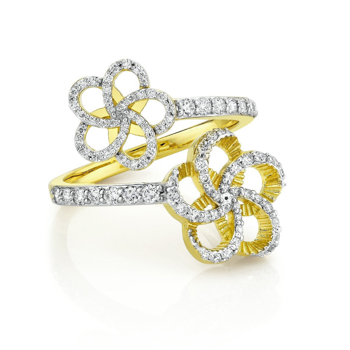 Diamond Flower ByPass Ring