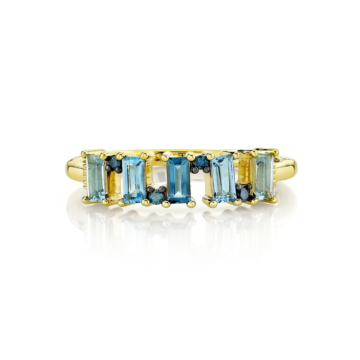 Graduated Blue Topaz Baguette & Blue Diamond Band