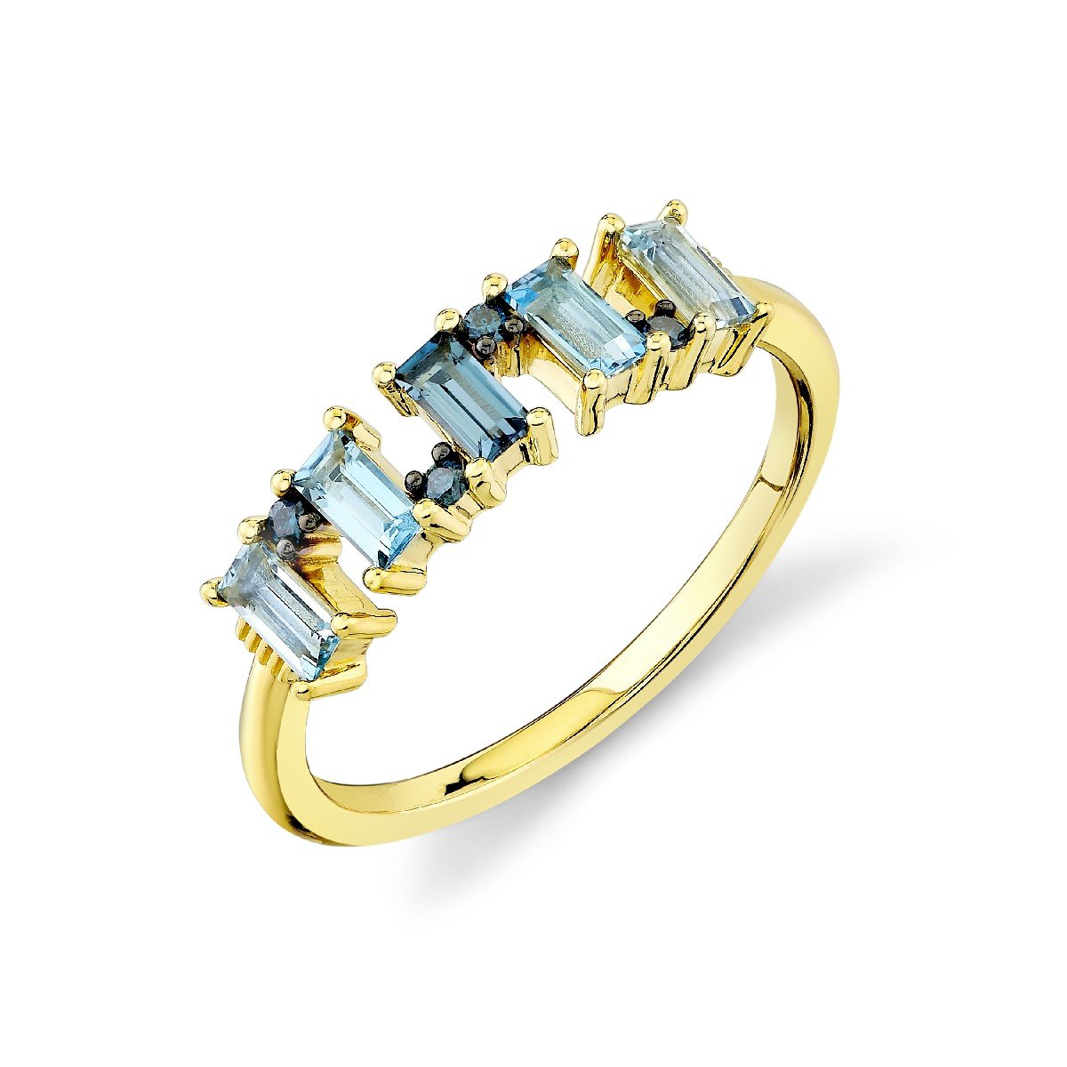 Graduated Blue Topaz Baguette & Blue Diamond Band