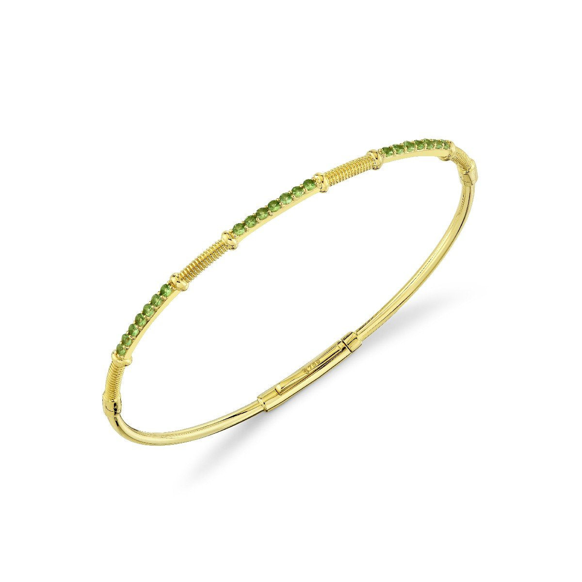 Light Tsavorite Bracelet With Gold Strie Stations
