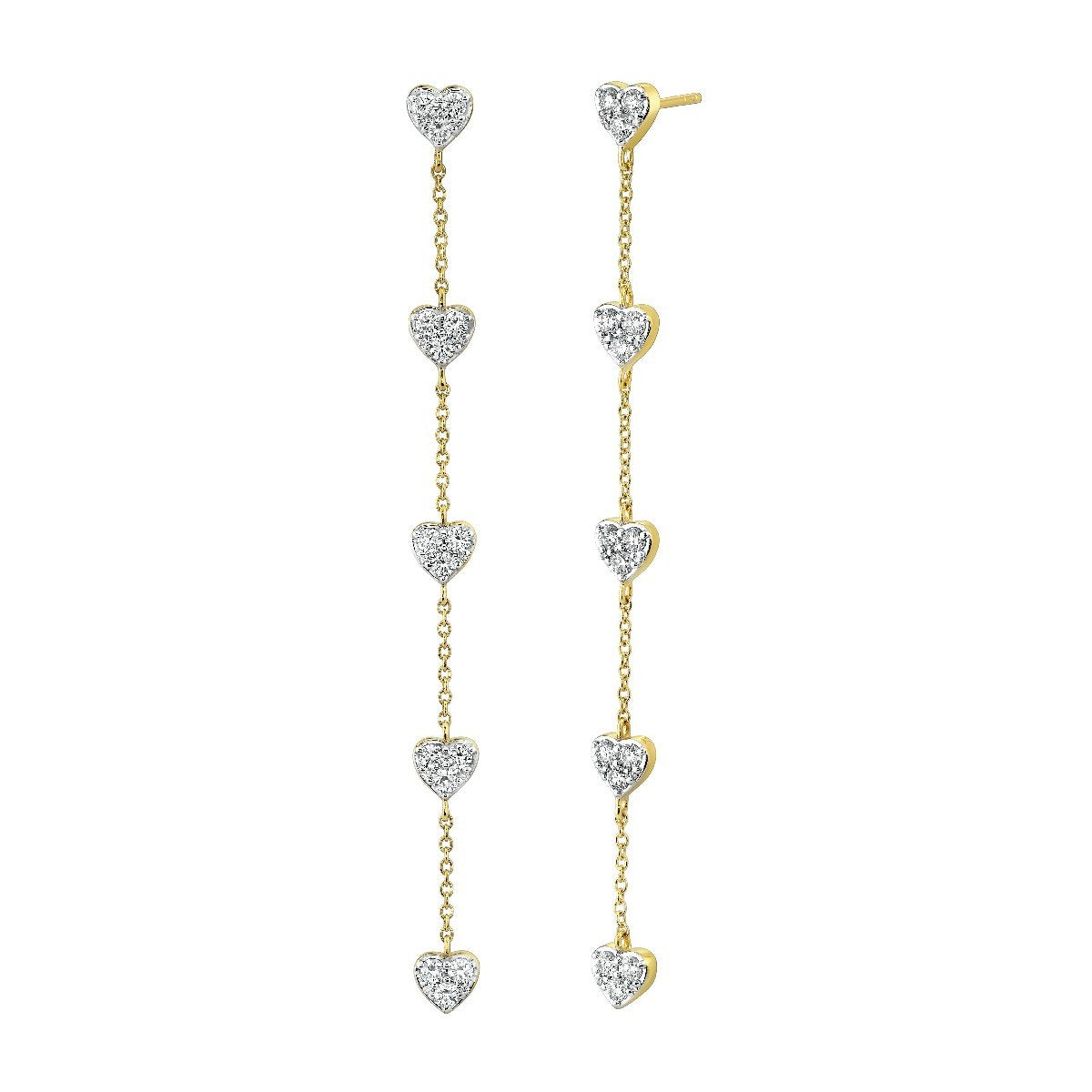 Pave Diamond Heart Drop Earrings