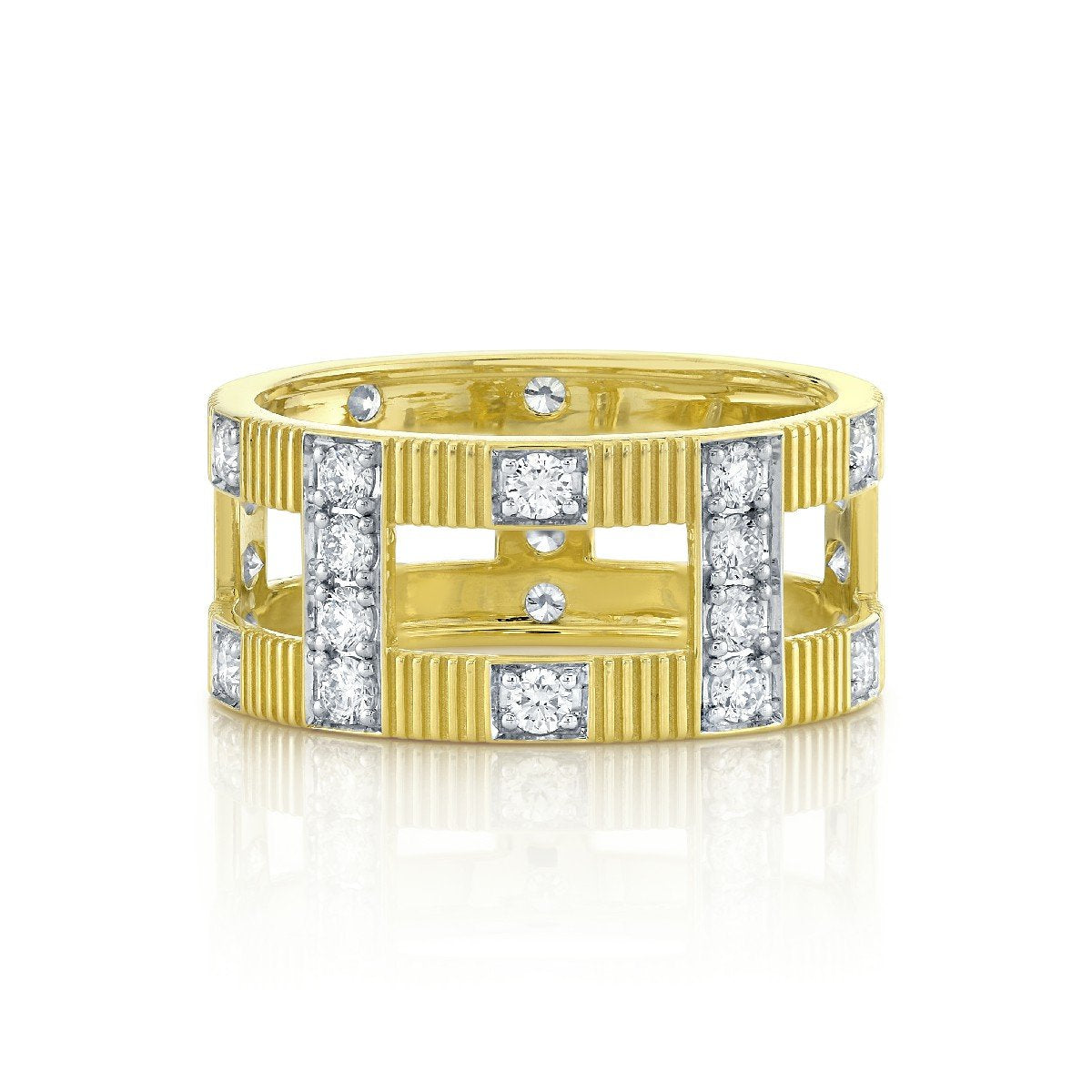 Diamond And Strie Open Window Pane Band