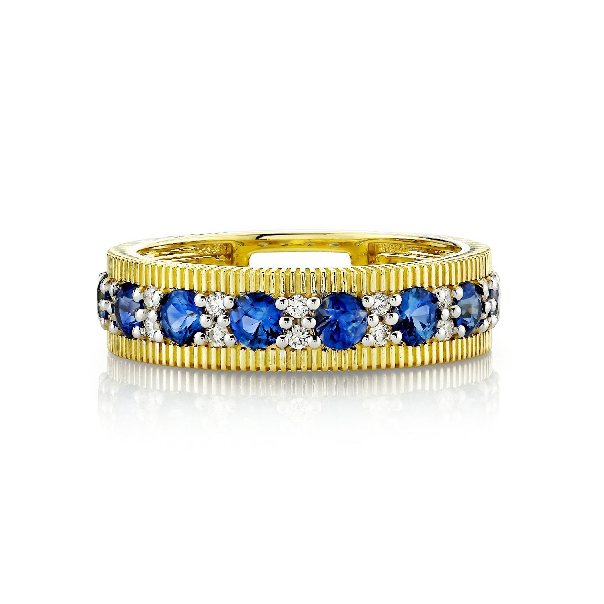 Blue Sapphire And Diamond Band