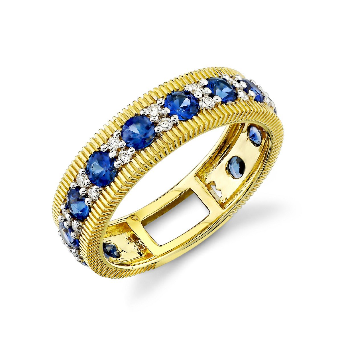 Blue Sapphire And Diamond Band