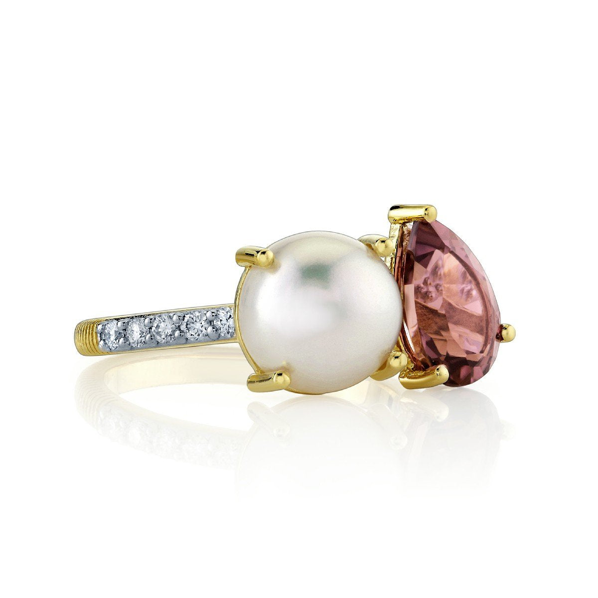 Pearl And Pink Tourmaline Toi Et Moi Ring