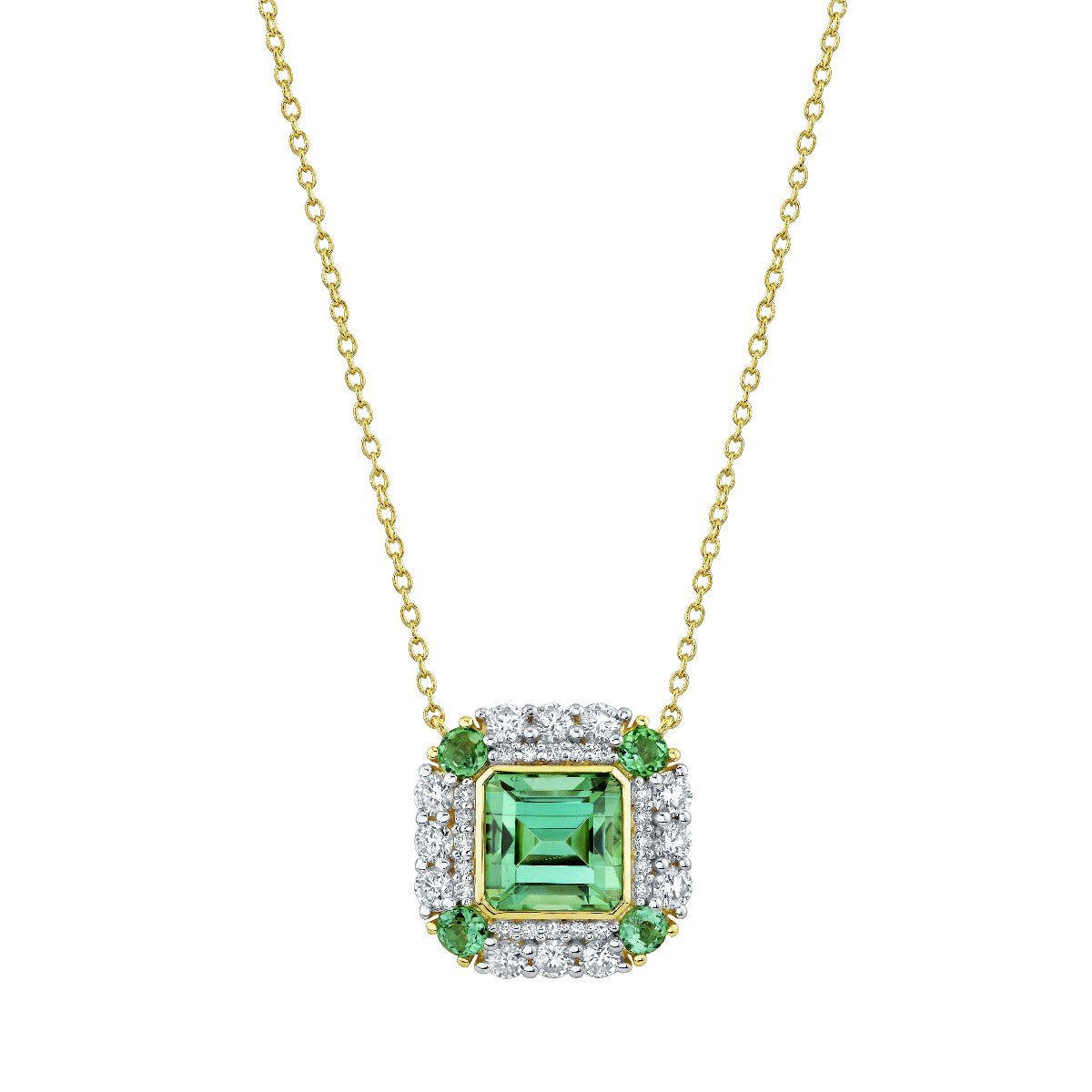 Green Tourmaline And Diamond Pendant