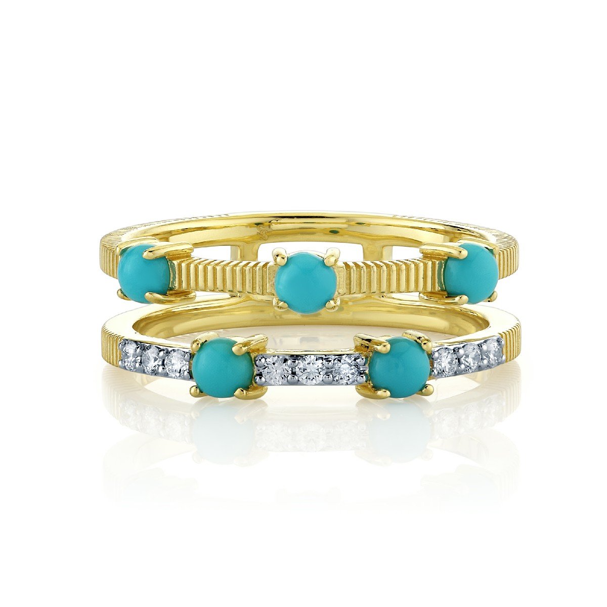 Turquoise And Diamond Double Row Band