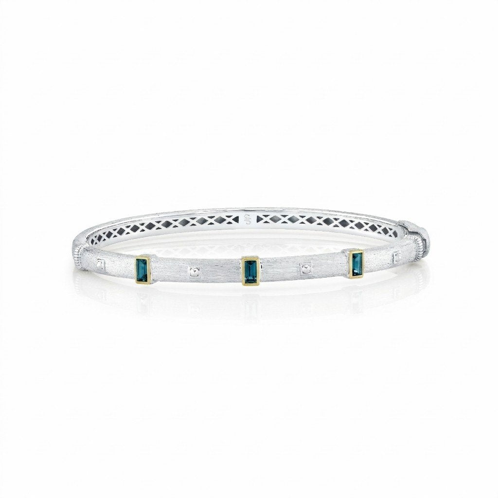 Mix Metal London Blue Topaz Baguette Bracelet