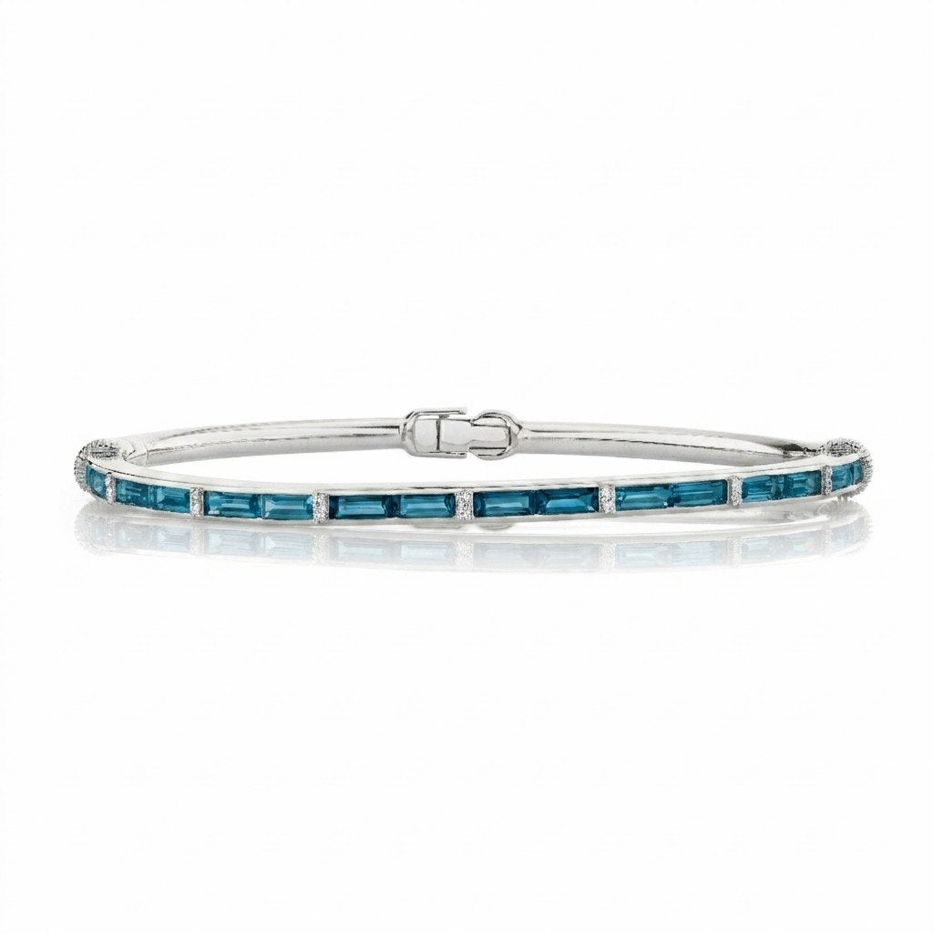 London Blue Topaz Baguette Sterling Silver Bracelet