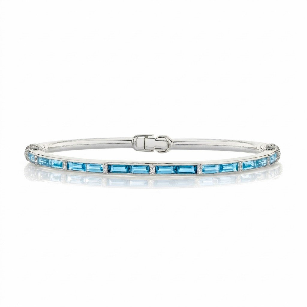 Swiss Blue Topaz Baguette Sterling Silver Bracelet