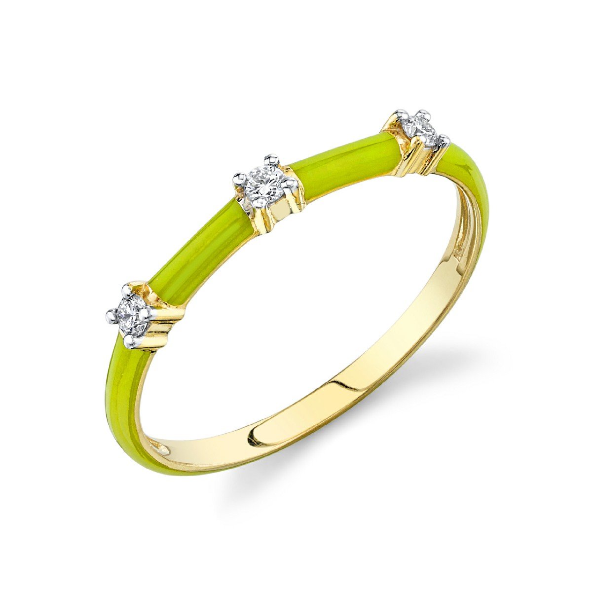 Lime Green Enamel And Diamond Band