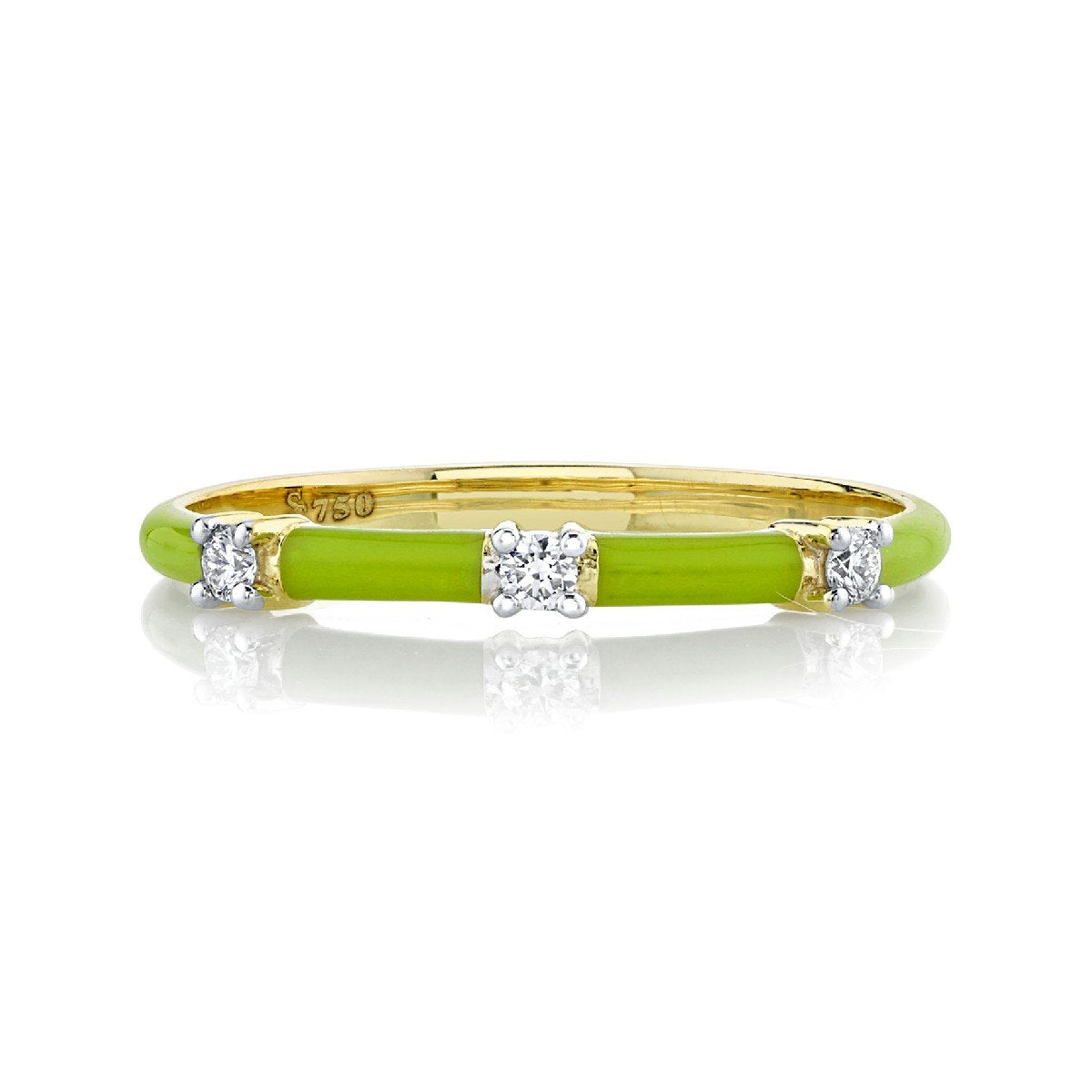 Lime Green Enamel And Diamond Band