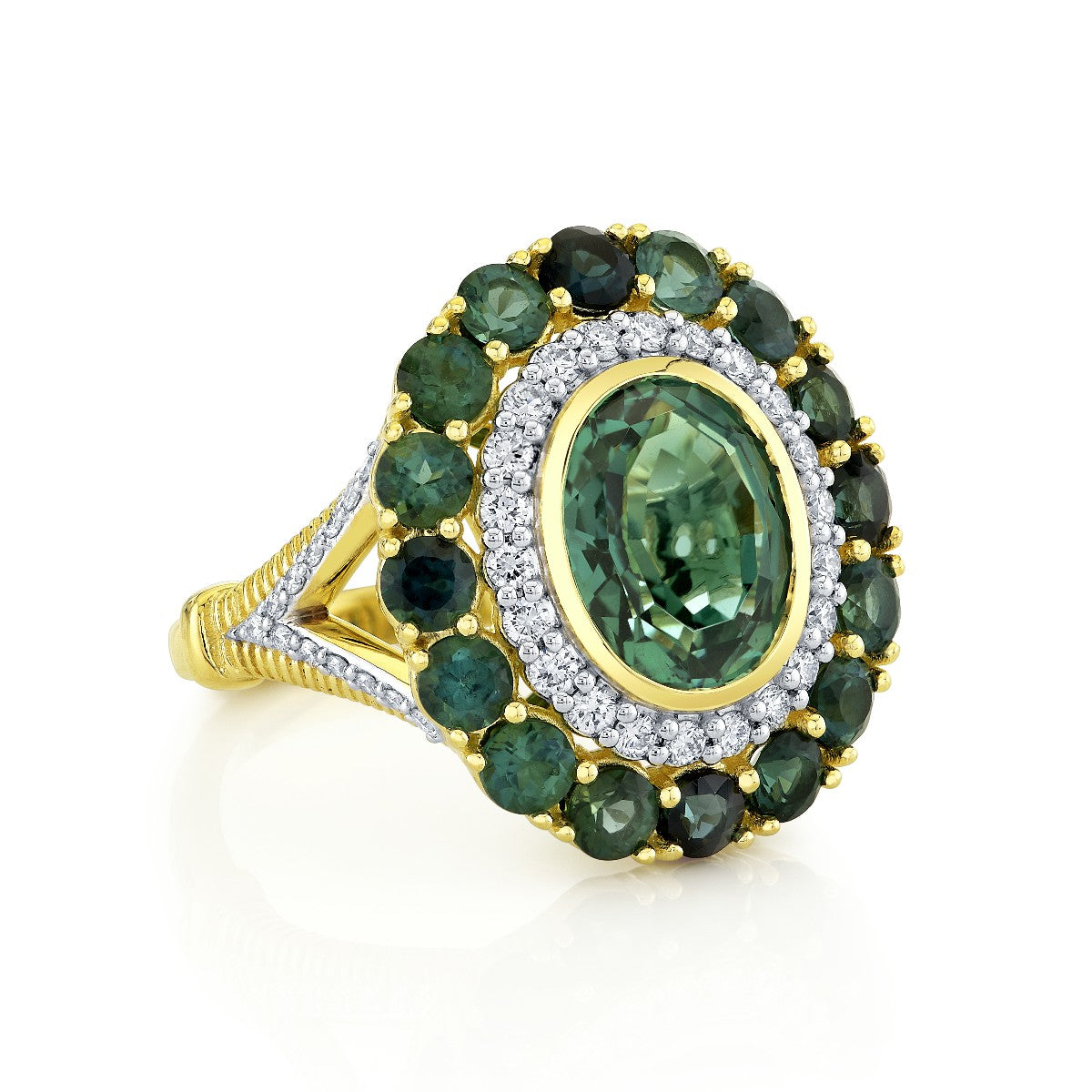 Green Tourmaline And Diamond Ring