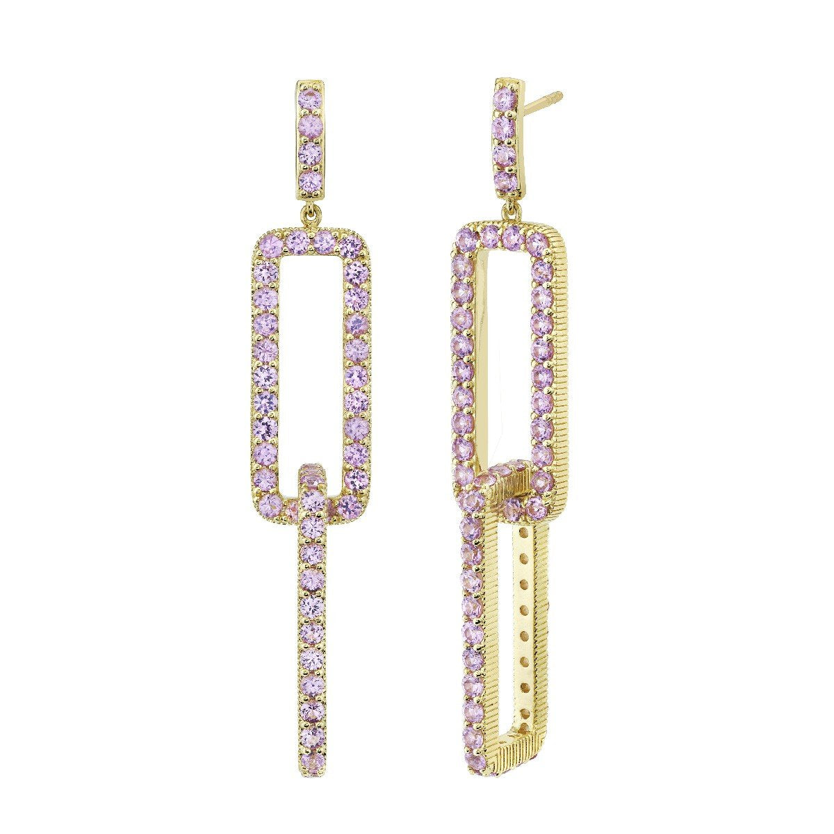 Pink Sapphire Link Earrings