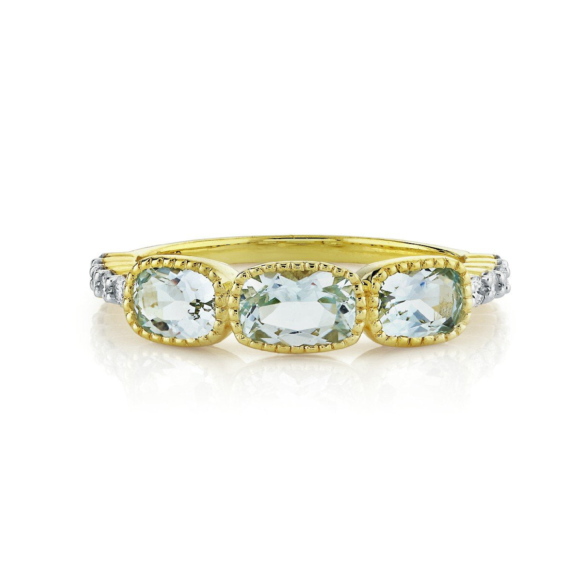 Sky Blue Topaz Triple Stone Band With Diamonds