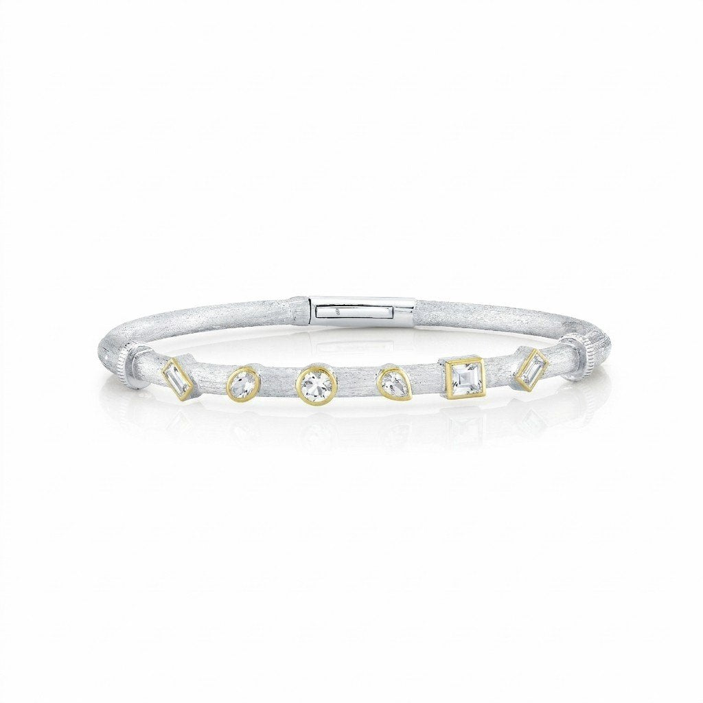 White Topaz Mix Shape Mix Metal Bracelet