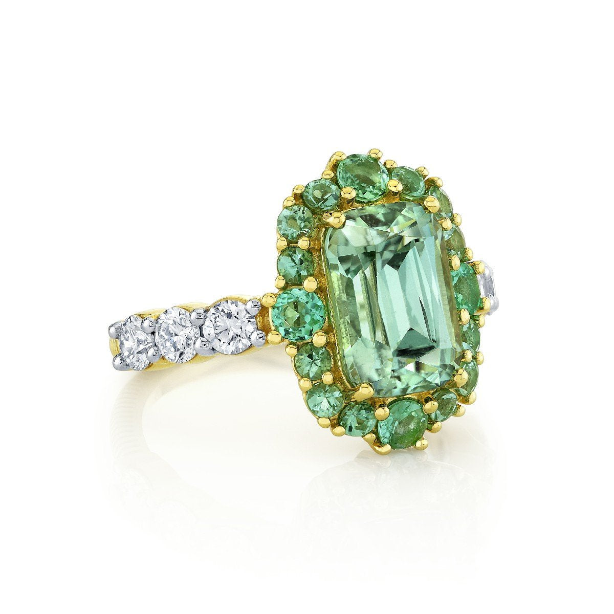 Seafoam Tourmaline And Diamond Ring
