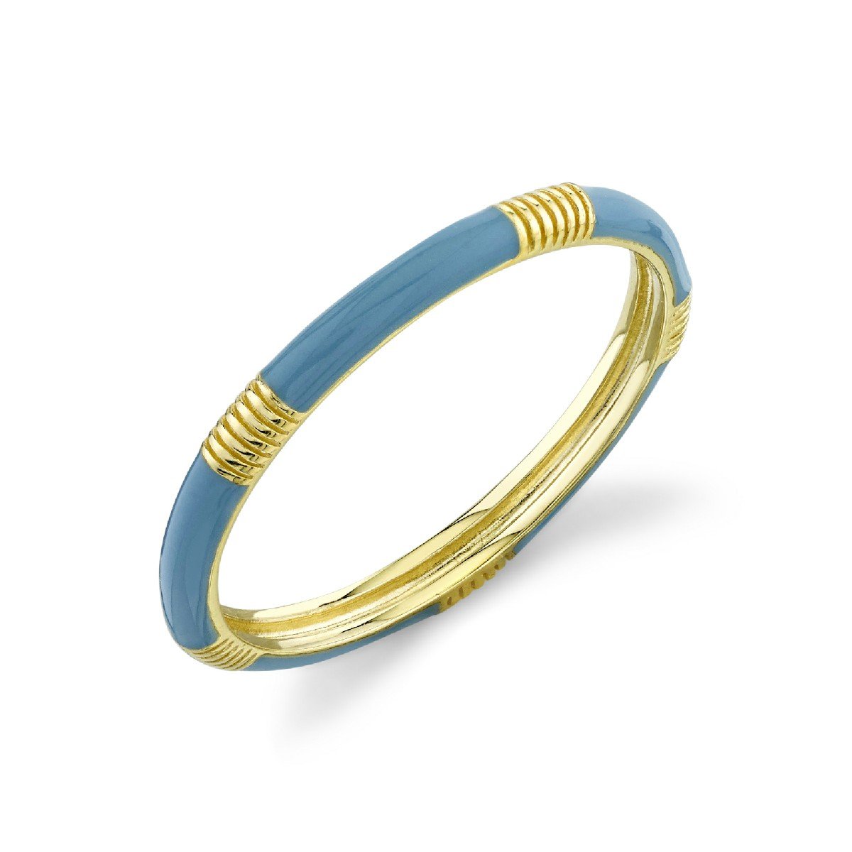 Denim Blue Enamel Band With Strie Detail