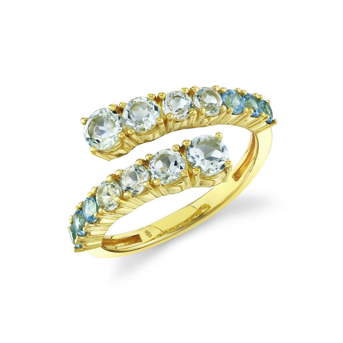 Ombre Blue Topaz Bypass Ring