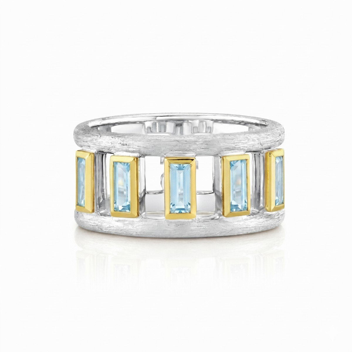 Mixed Metal Sky Blue Topaz Baguette Band