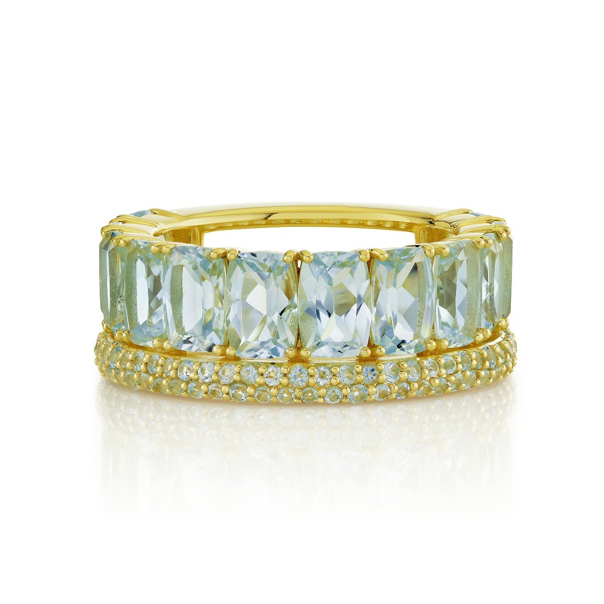 Blue Topaz Cushion And Pave Band