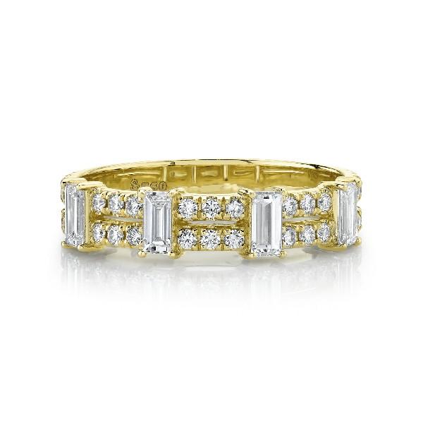 Diamond Double Row Band With Diamond Baguettes