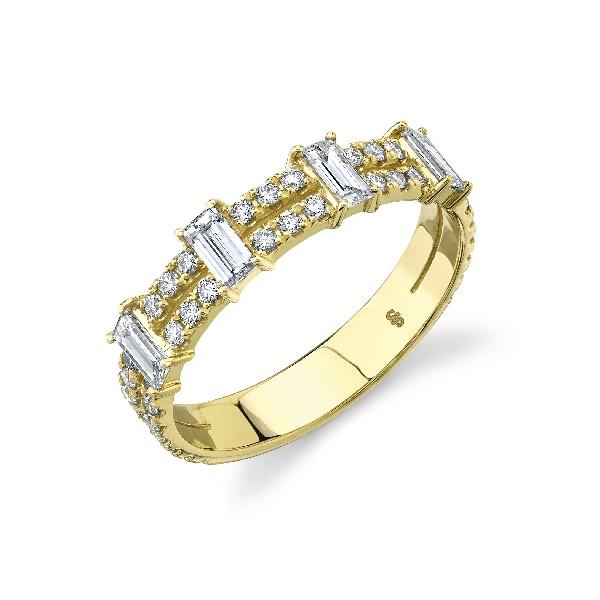 Diamond Double Row Band With Diamond Baguettes