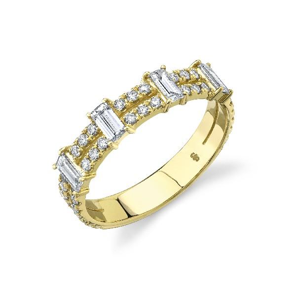 Diamond Double Row Band With Diamond Baguettes