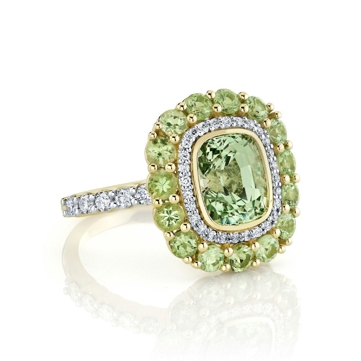Merelani Mint Green Garnet And Diamond Ring