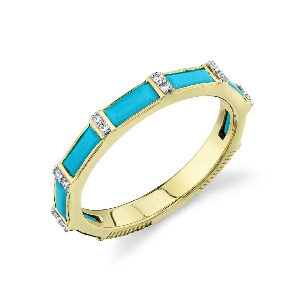 Turquoise Baguette & Diamond Band