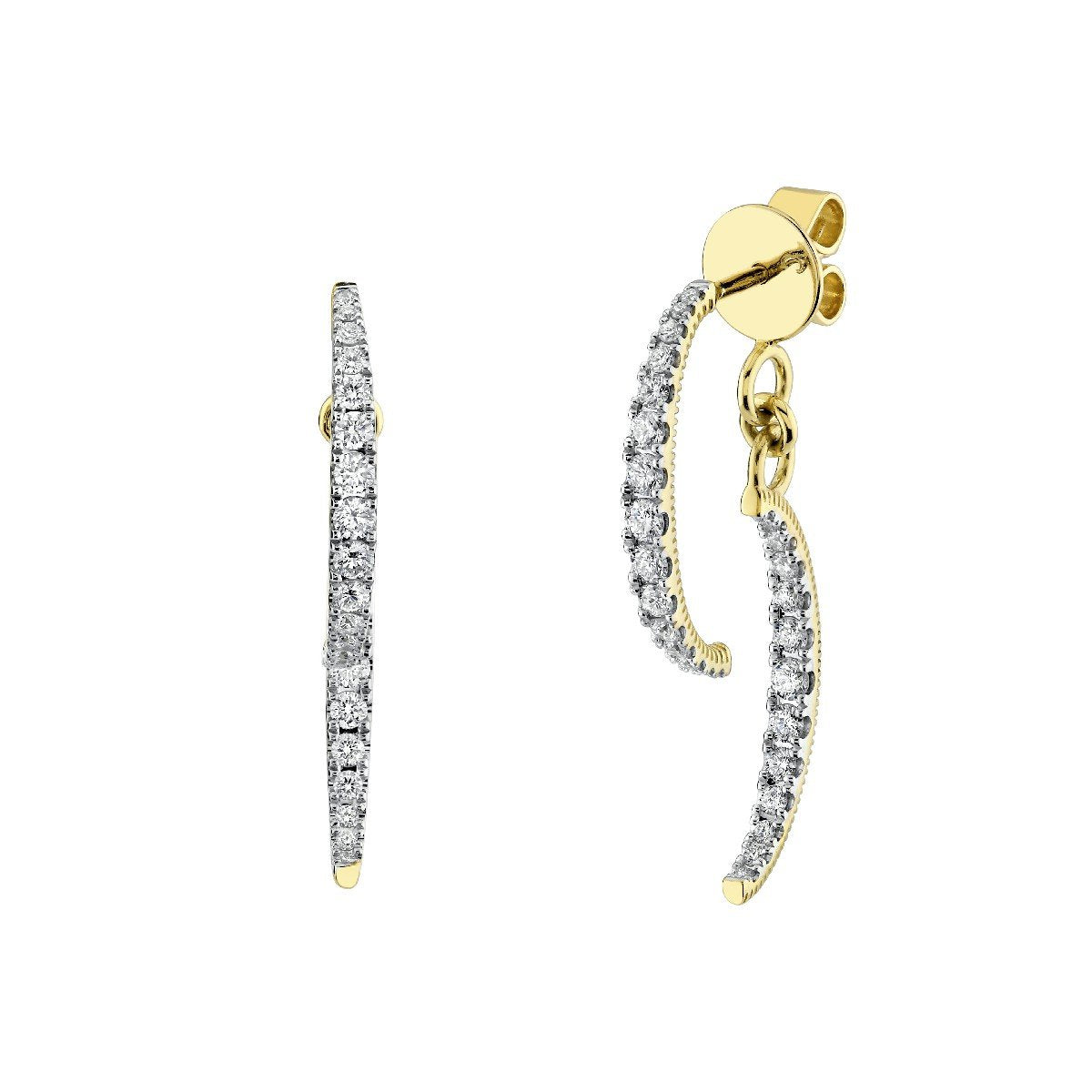 Diamond 20mm Double Crescent Moon Earrings