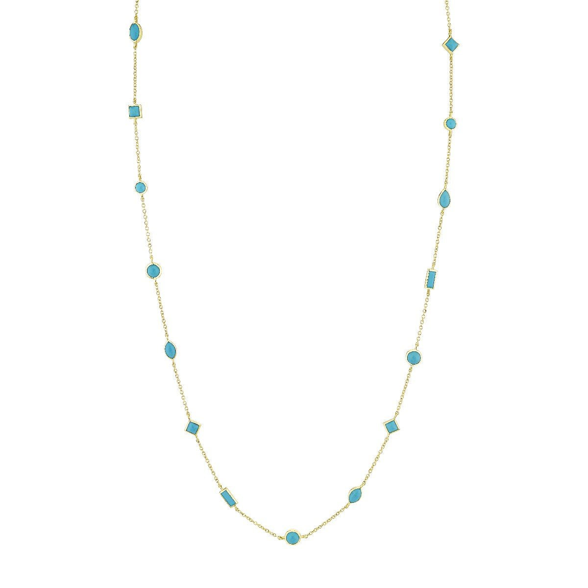 Bezel Set Mixed Shape Turquoise Chain