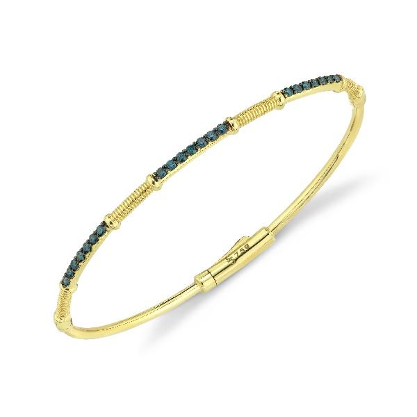 Blue Diamond Bracelet With Gold Strie Stations