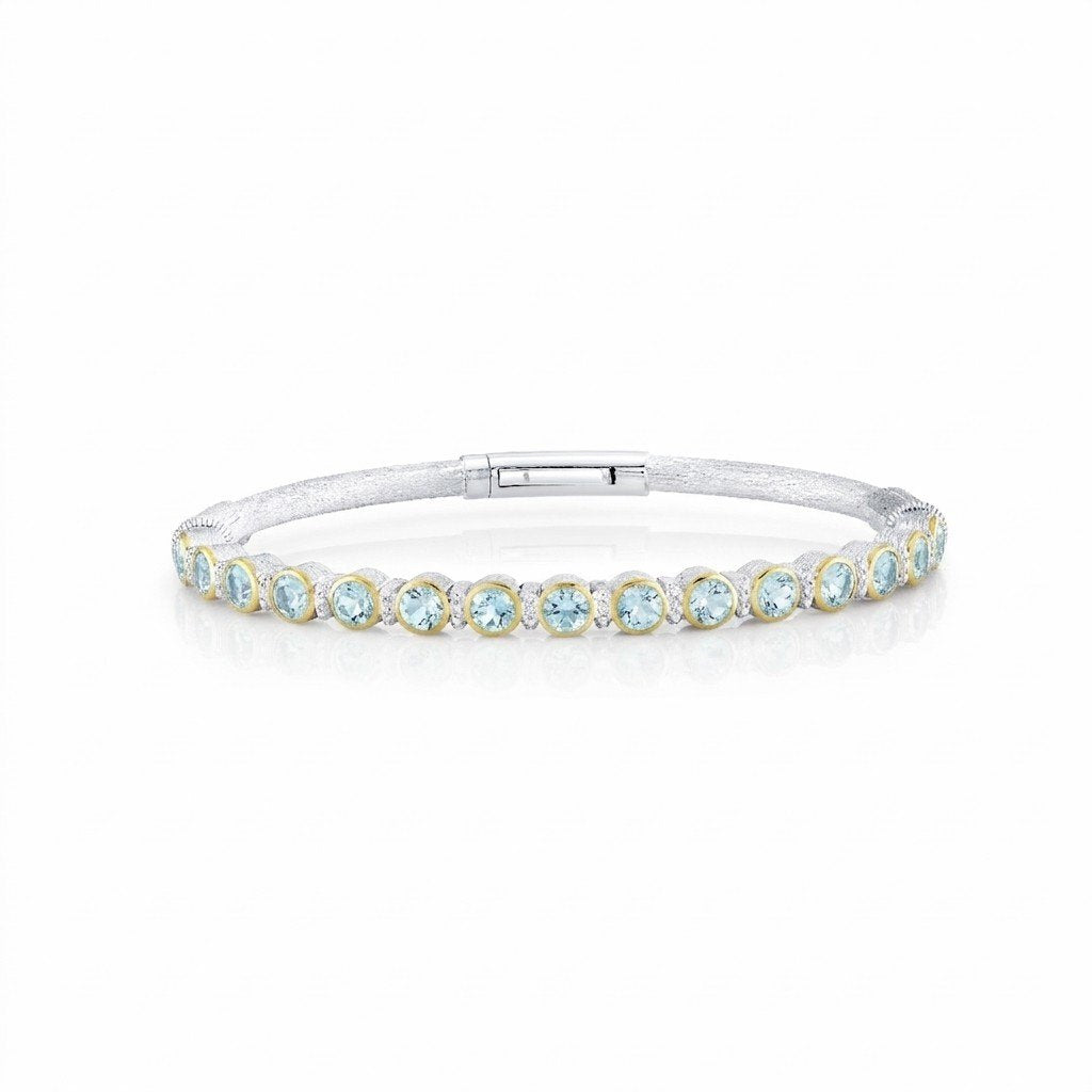 Mix Metal Sky Blue Topaz Bracelet With Diamonds