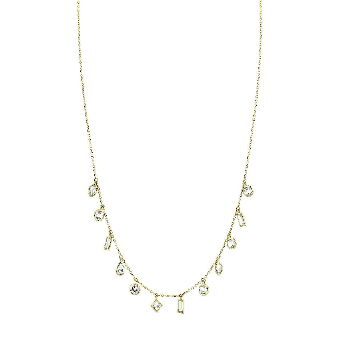 Bezel Set Hanging Mixed Shape White Topaz Chain