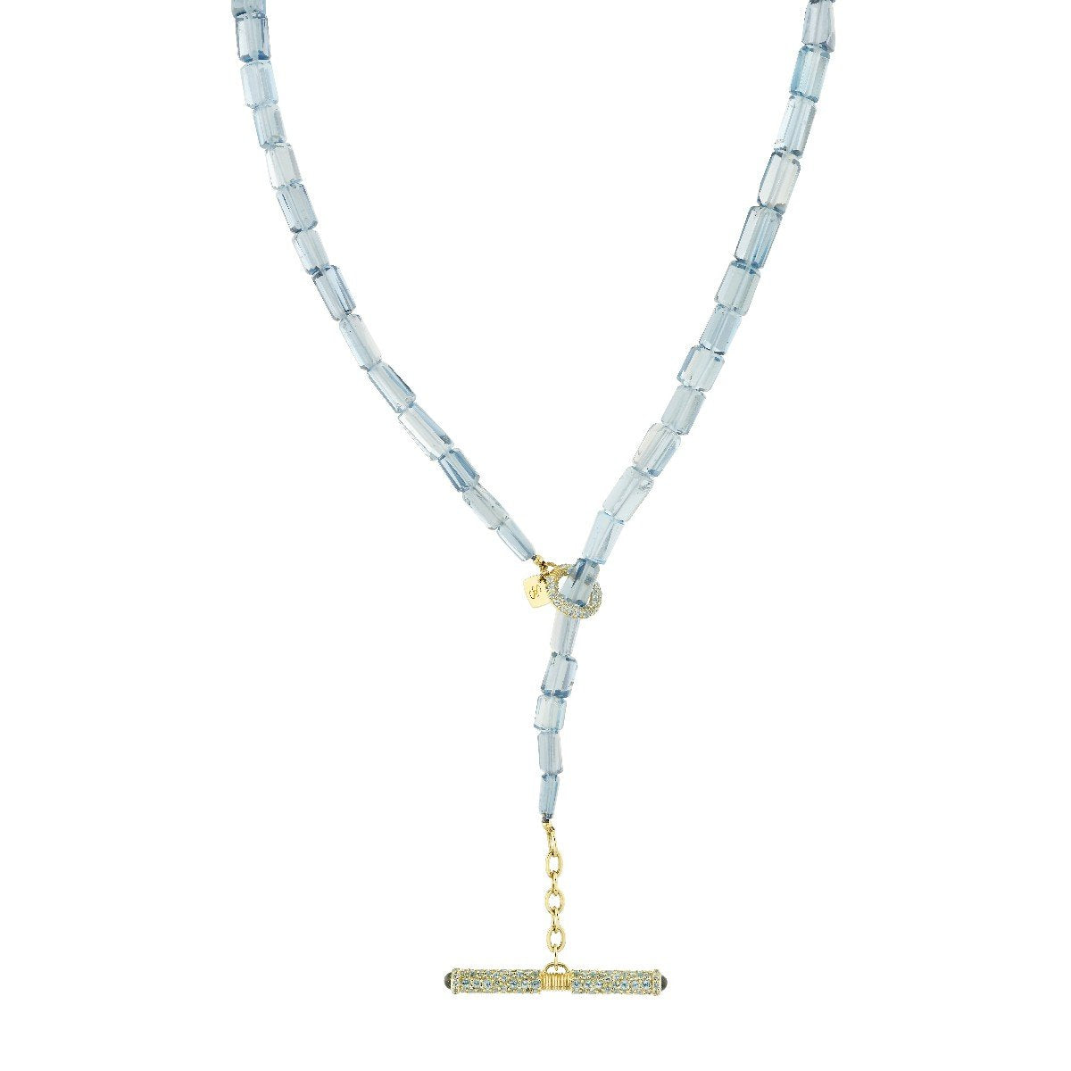 Blue Topaz Barrel Toggle Necklace
